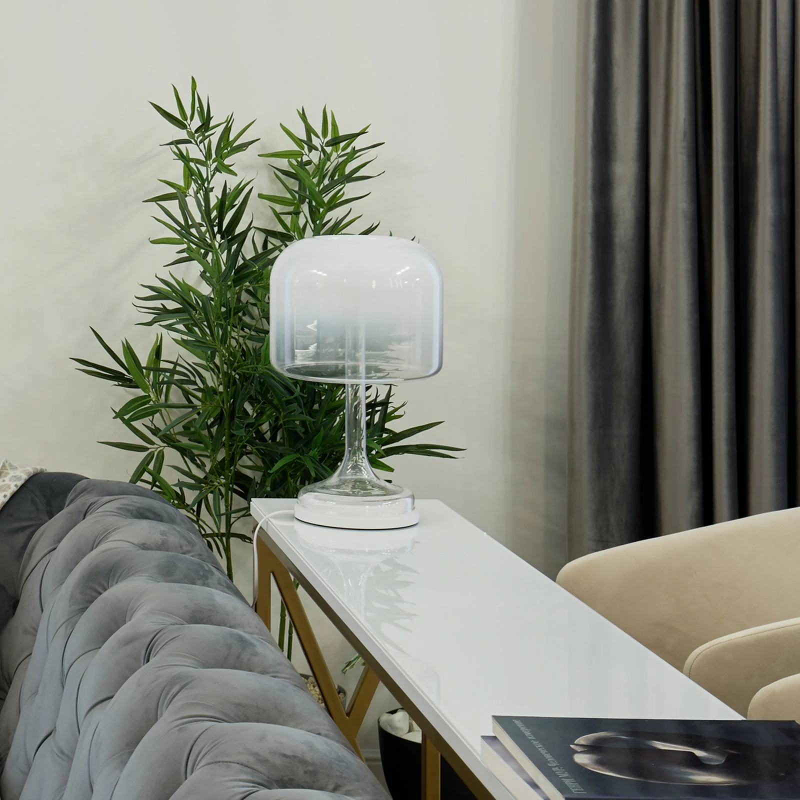 Maytoni LED-Tischleuchte Spirito, weiß, Glas, Höhe 42 cm günstig online kaufen