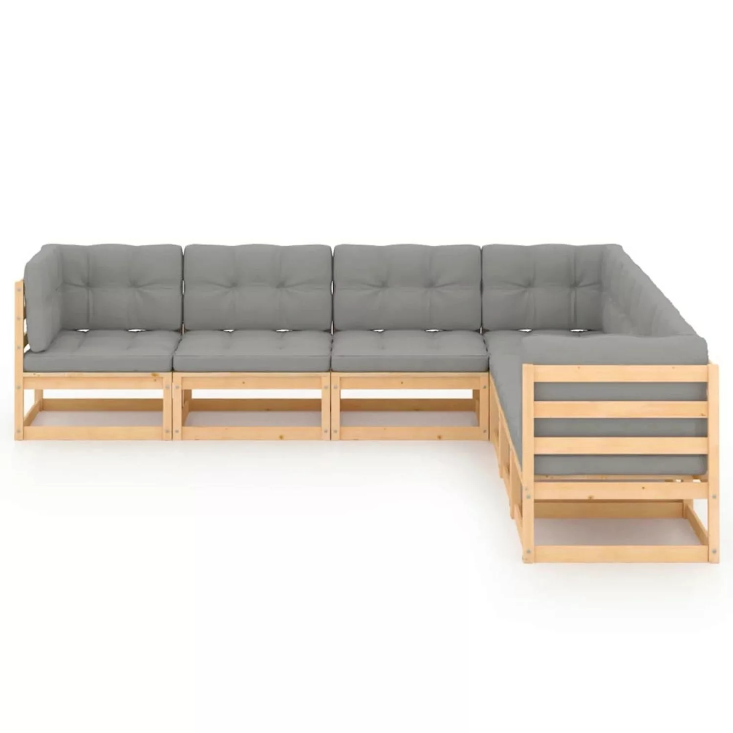 7-tlg. Garten-lounge-set Mit Kissen Kiefer Massivholz günstig online kaufen