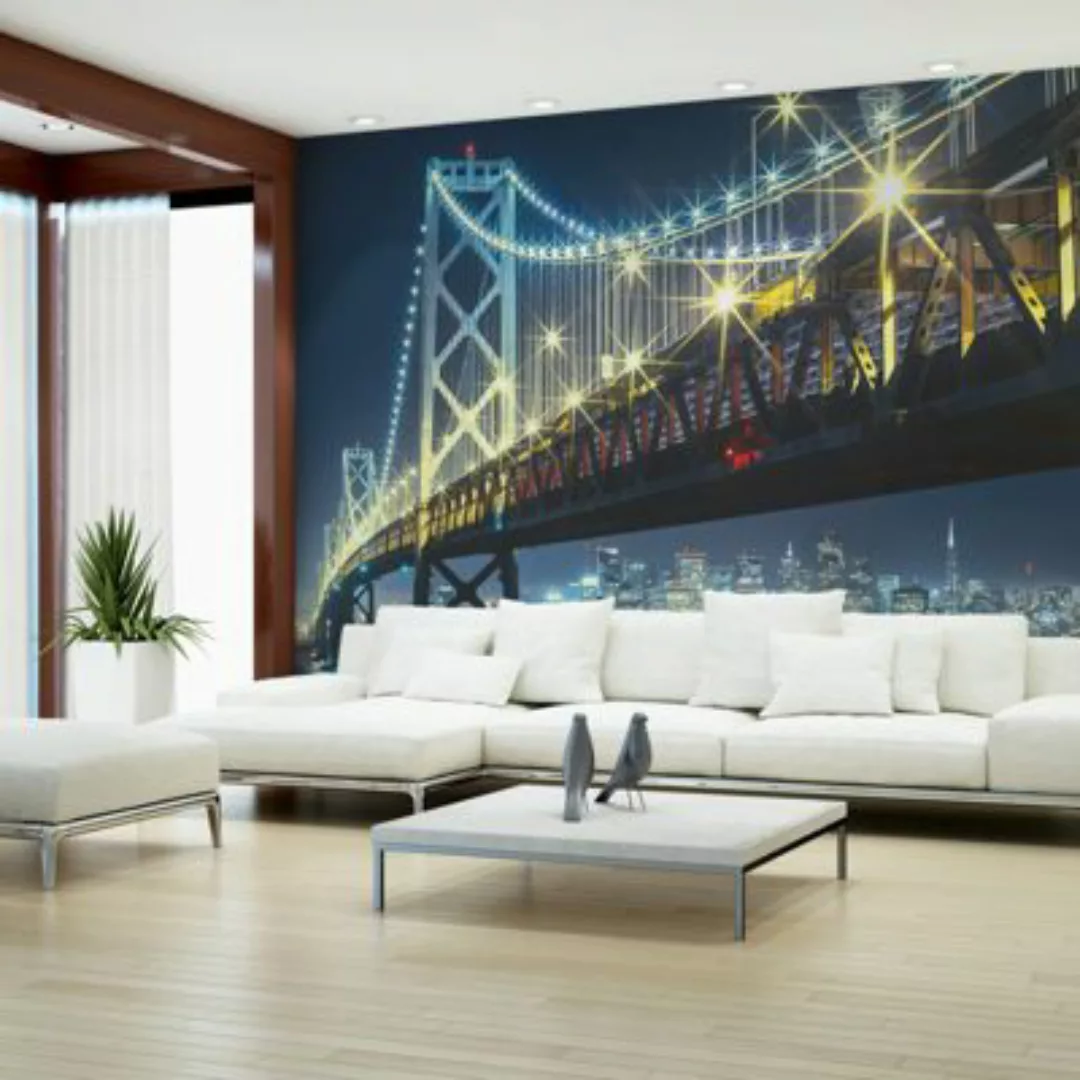 artgeist Fototapete Bay Bridge bei Nacht mehrfarbig Gr. 450 x 270 günstig online kaufen