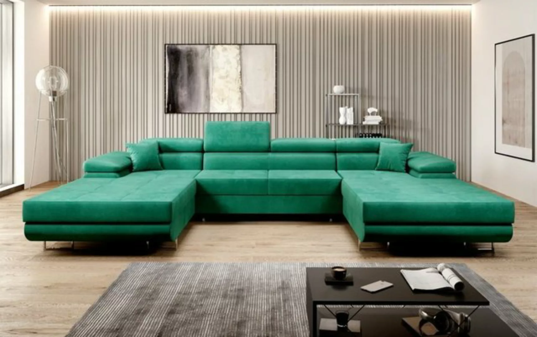 Luxusbetten24 Schlafsofa Designer Sofa Calvera U, mit Schlaf- und Klappfunk günstig online kaufen