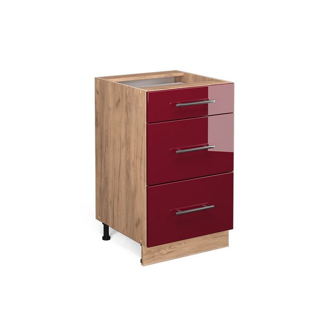 Vicco Unterschrank Fame-Line, Bordeaux Hochglanz/Goldkraft Eiche, 50 cm, AP günstig online kaufen