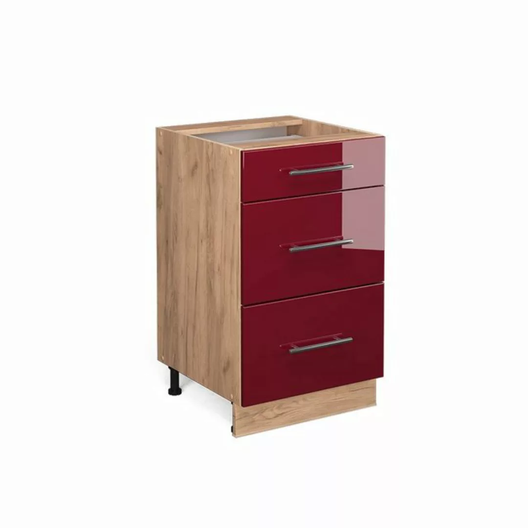 Vicco Unterschrank Fame-Line, Bordeaux Hochglanz/Eiche, 50 cm ohne Arbeitsp günstig online kaufen