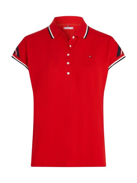 Tommy Hilfiger Poloshirt REG STRIPE SLV POLO CAP SLEEVE mit kontrastfarbene günstig online kaufen