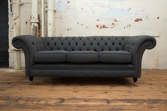 Xlmoebel Sofa Neues graues XXL-Sofa mit 3 Sitzen im Chesterfield-Stil aus L günstig online kaufen