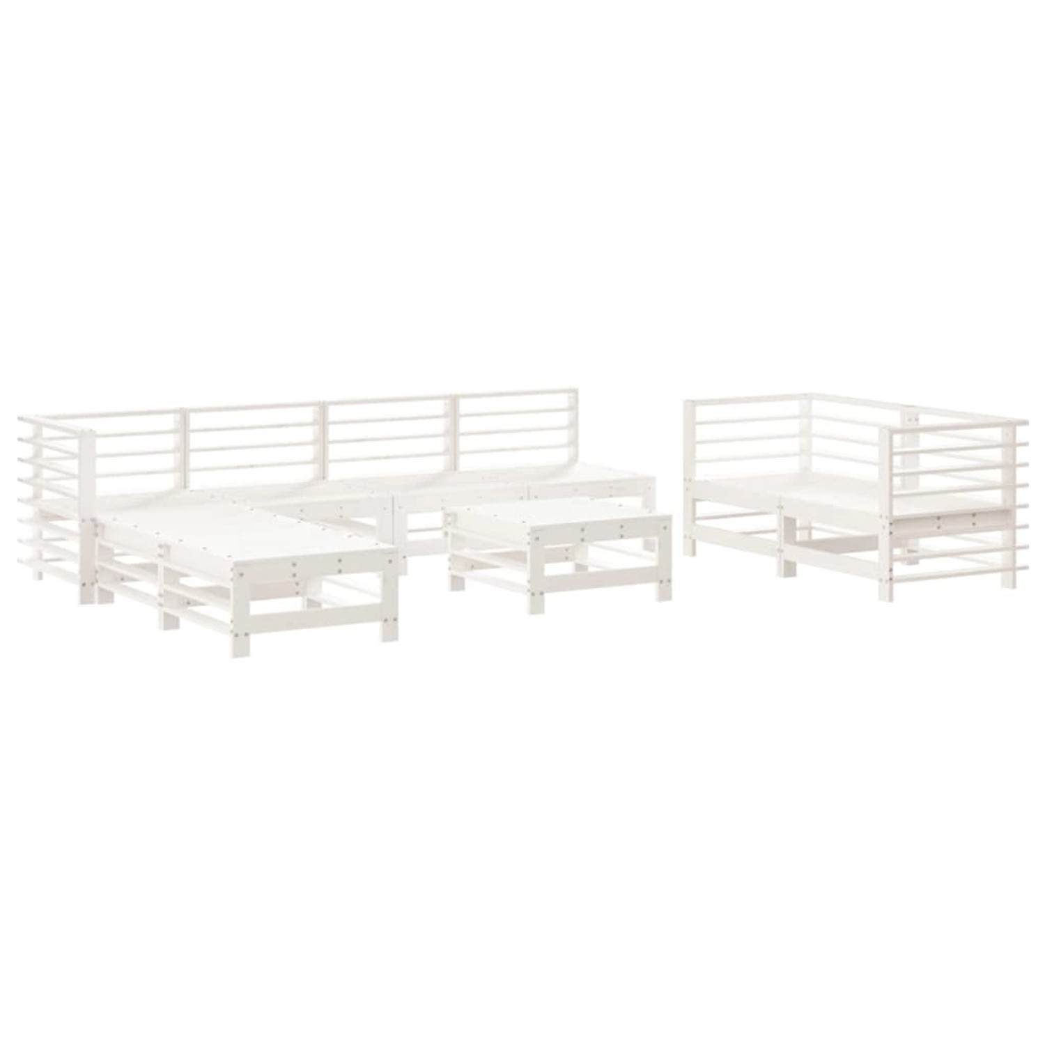 vidaXL 9-Tlg Garten-Lounge-Set Weiß Massivholz Kiefer 3186299 günstig online kaufen