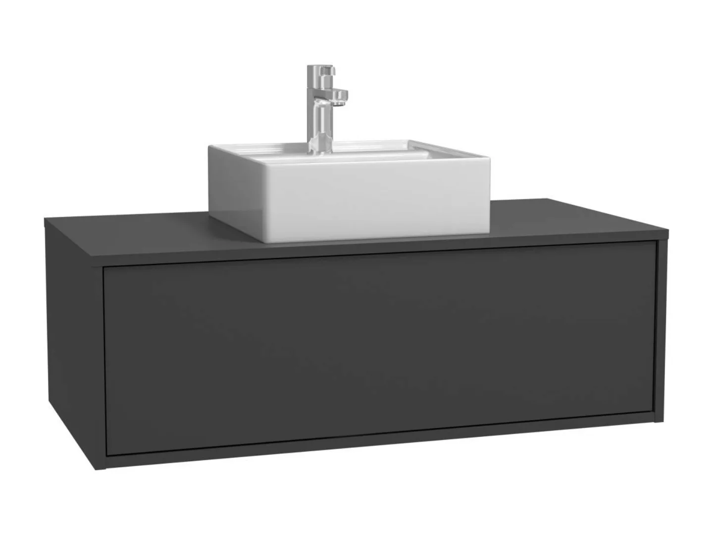 Waschbeckenunterschrank hängend mit Einzelwaschbecken - Anthrazit - 94 cm - günstig online kaufen
