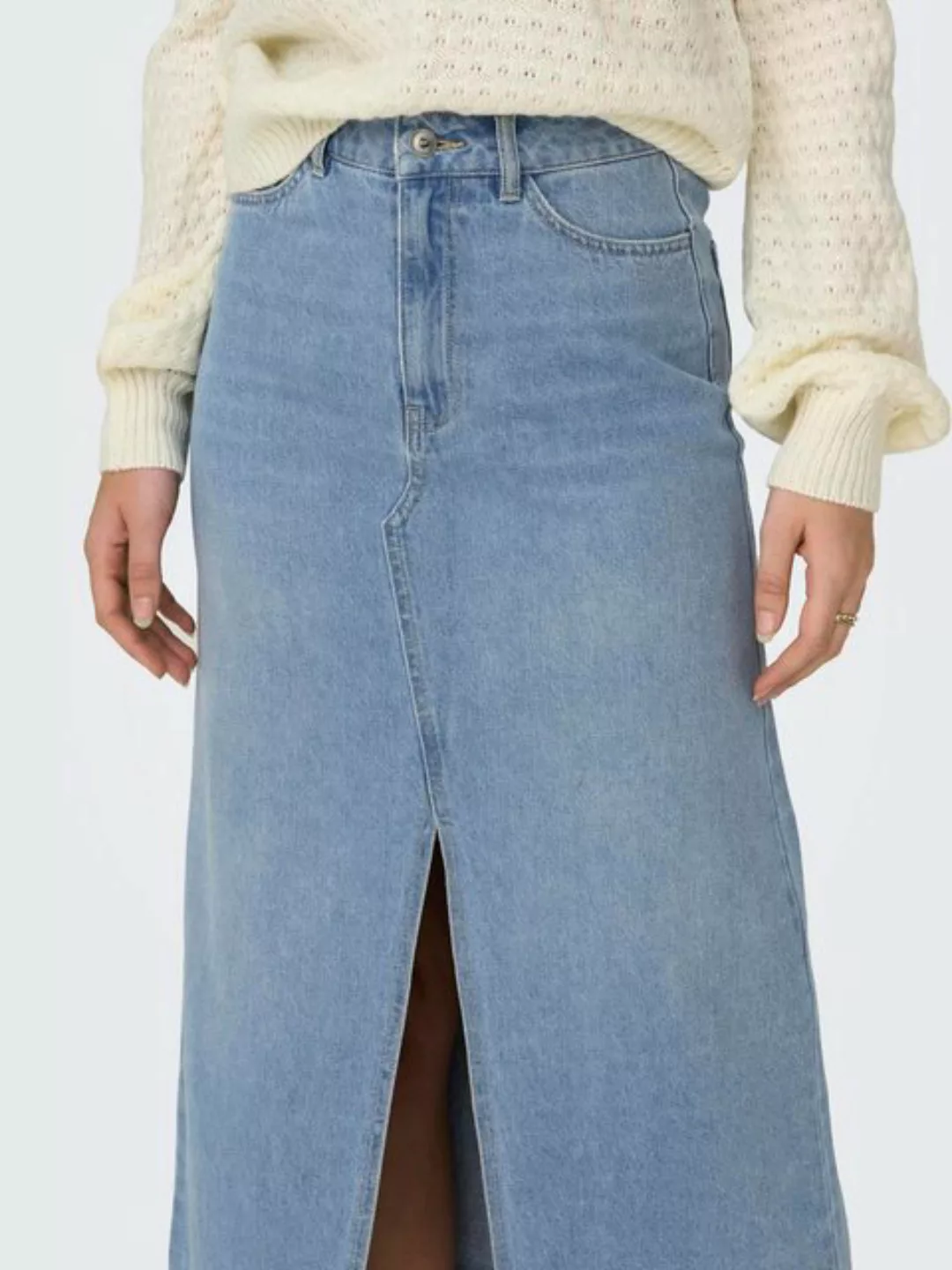 JACQUELINE de YONG Sommerrock Maxi Jeans Rock Denim Design Skirt mit Franse günstig online kaufen