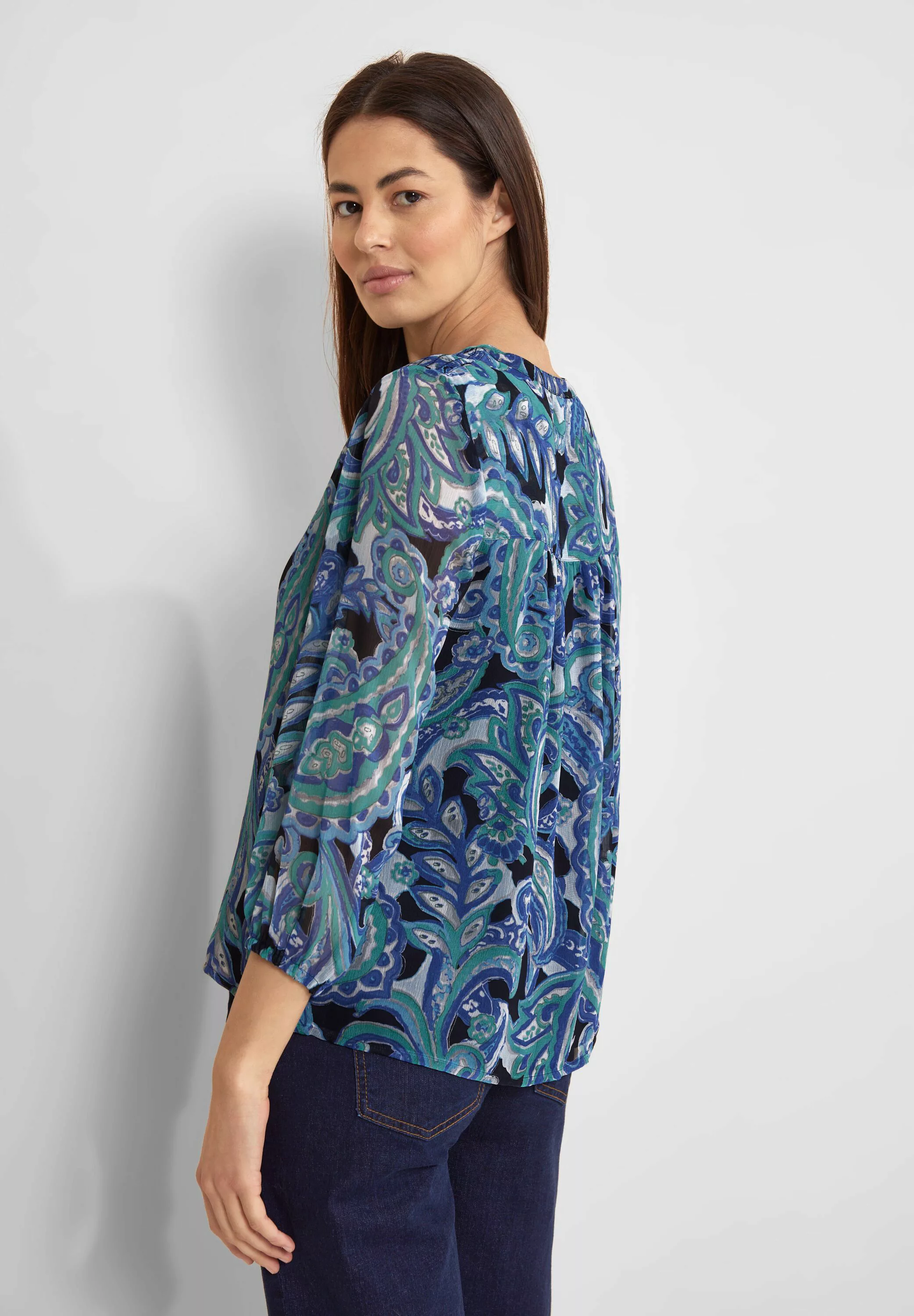 STREET ONE Chiffonbluse mit 3/4 Arm und Allover-Print günstig online kaufen