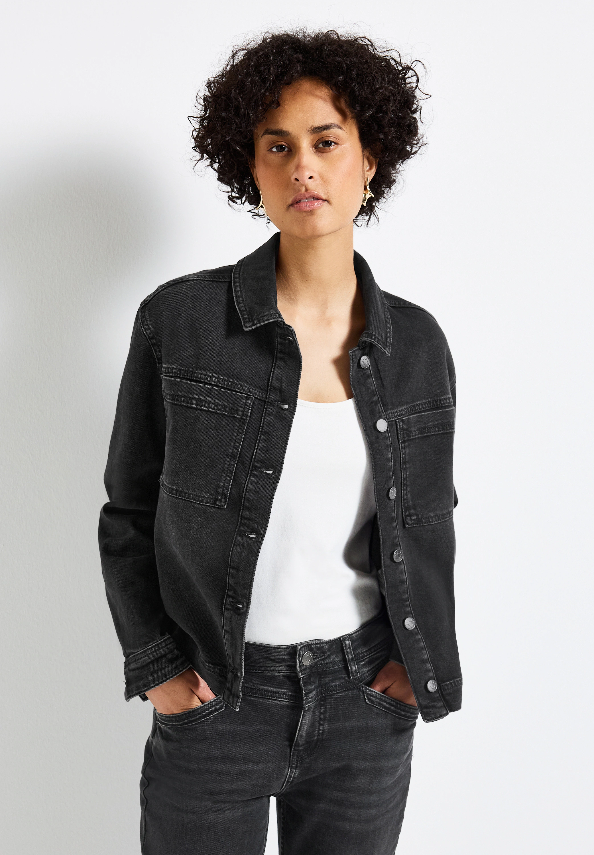 STREET ONE Jeansjacke, ohne Kapuze, mit Knopfleiste günstig online kaufen
