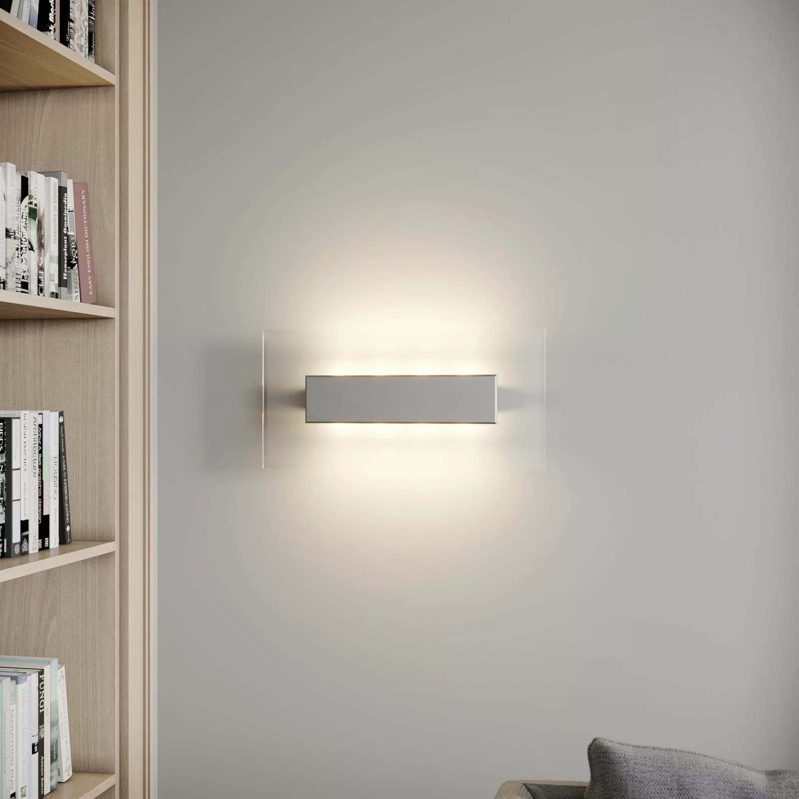 Quitani LED-Wandleuchte Lole, alu, 59 x 29 cm, Glas günstig online kaufen