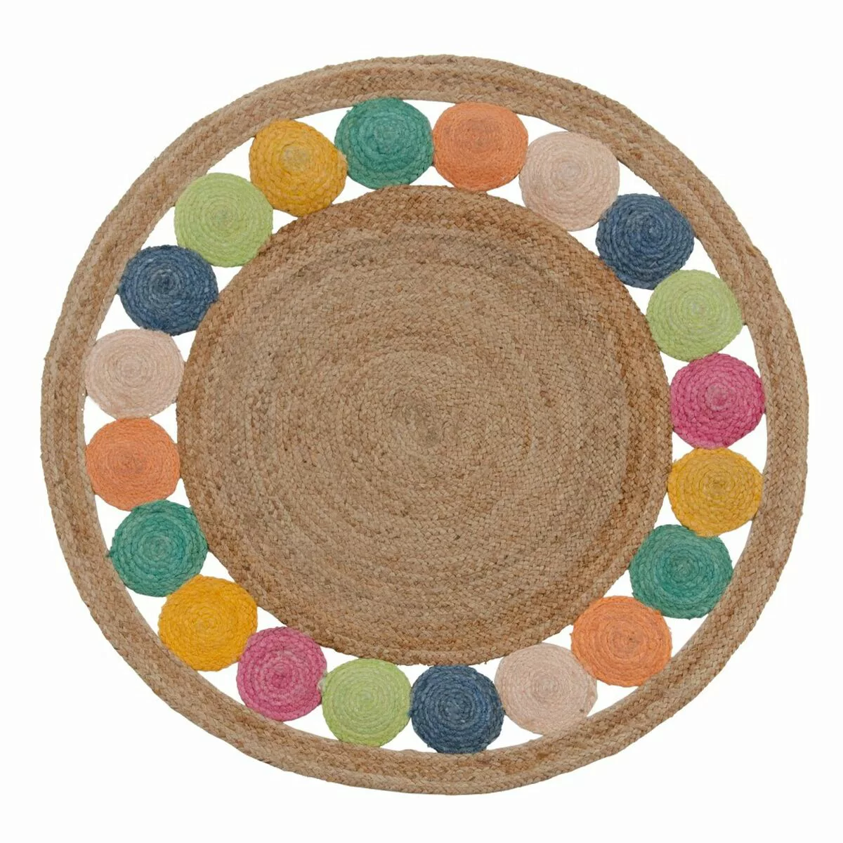 Teppich 120 X 120 X 0,9 Cm Bunt Jute günstig online kaufen