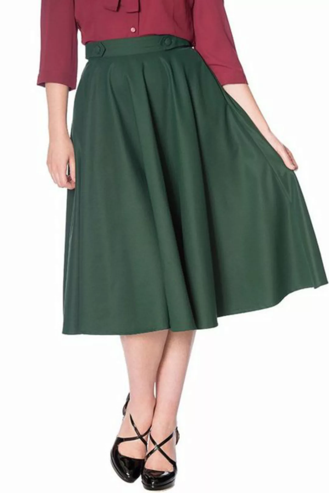 Banned A-Linien-Rock Di Di Plain Grün Retro Vintage Swing Skirt günstig online kaufen