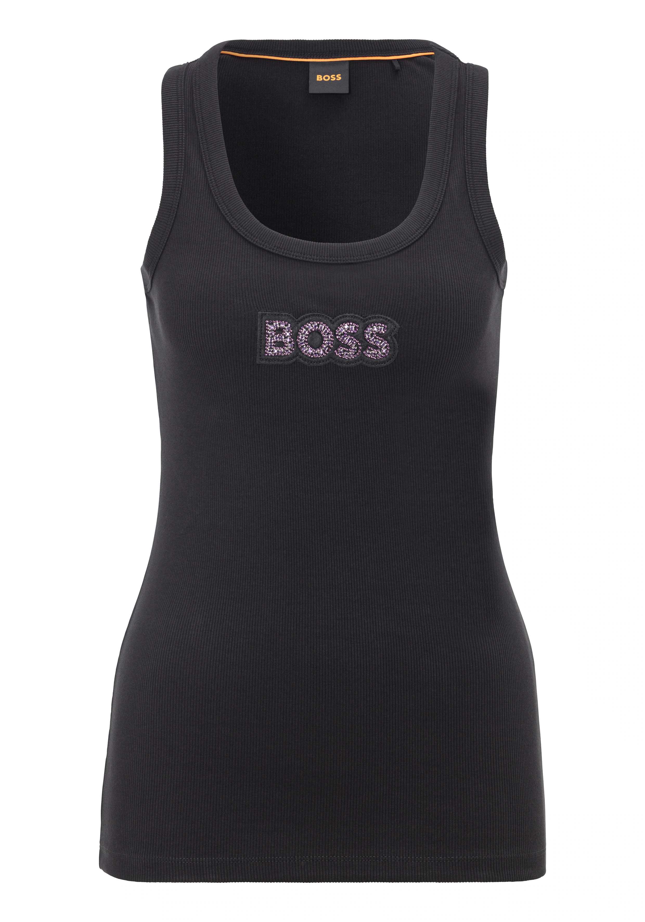 BOSS ORANGE Tanktop C_Ematite_stonebadge mit BOSS Stickerei aus Glitzerstei günstig online kaufen