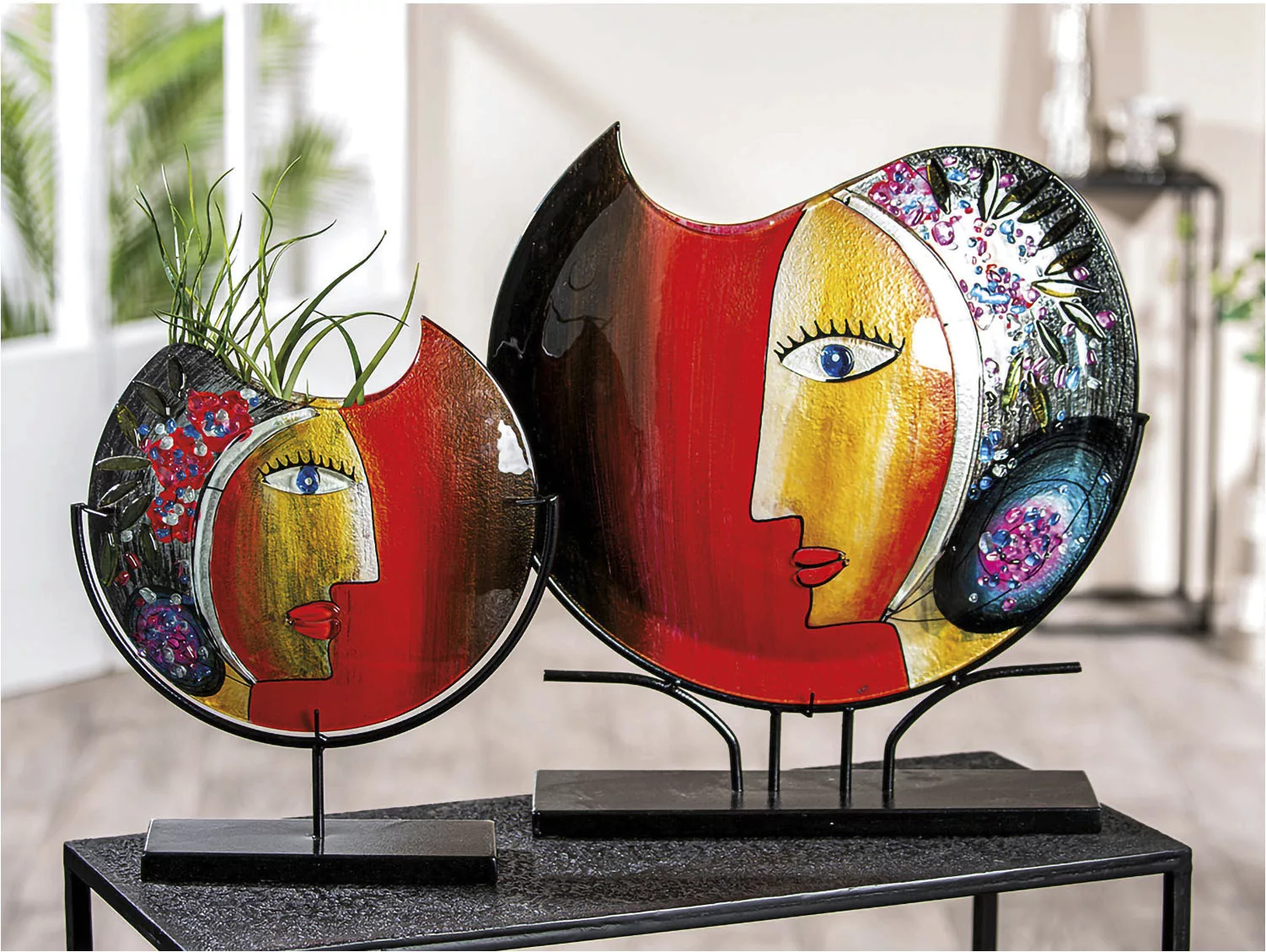 Casablanca by Gilde Dekovase »Glasart Deko Vase Face "Cloe", Höhe ca. 48 cm günstig online kaufen