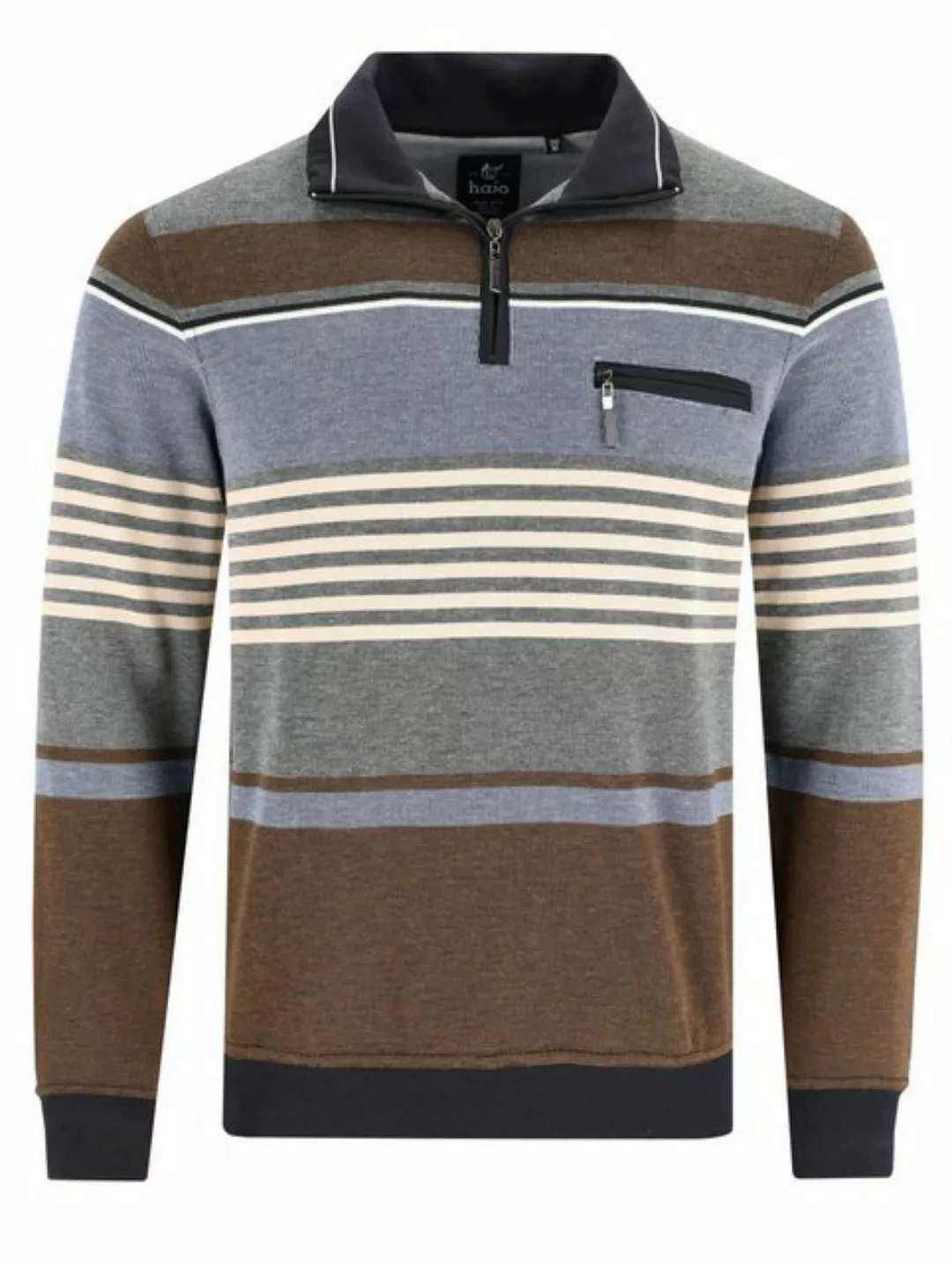 Hajo Sweatshirt Herren Sweatshirt mit Reißverschluss (1-tlg) Bügelfrei Atmu günstig online kaufen