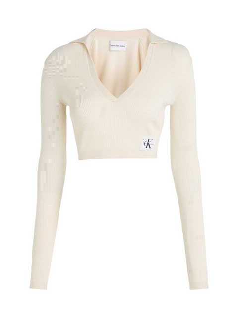 Calvin Klein Jeans V-Ausschnitt-Pullover LABEL TIGHT CROP V-NECK SWEATER günstig online kaufen