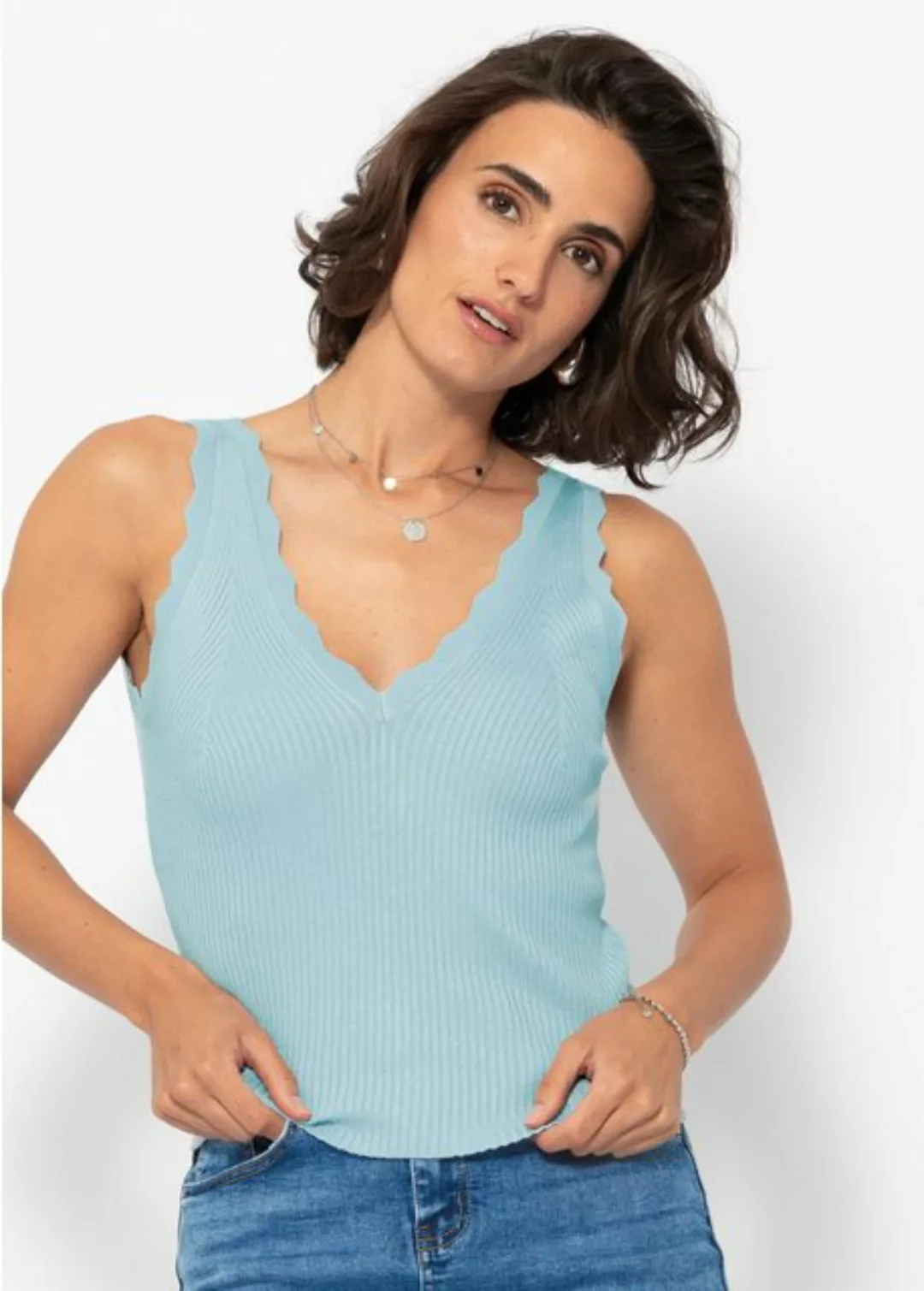 SASSYCLASSY Stricktop Strick-Top Damen mit V-Ausschnitt Feines Strick Top i günstig online kaufen