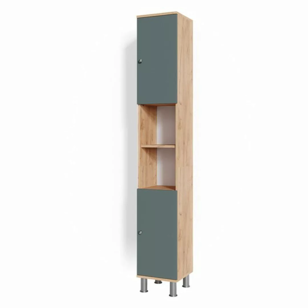 Vicco Hochschrank Fynn, Grün/Goldkraft Eiche, 30 x 190 cm günstig online kaufen