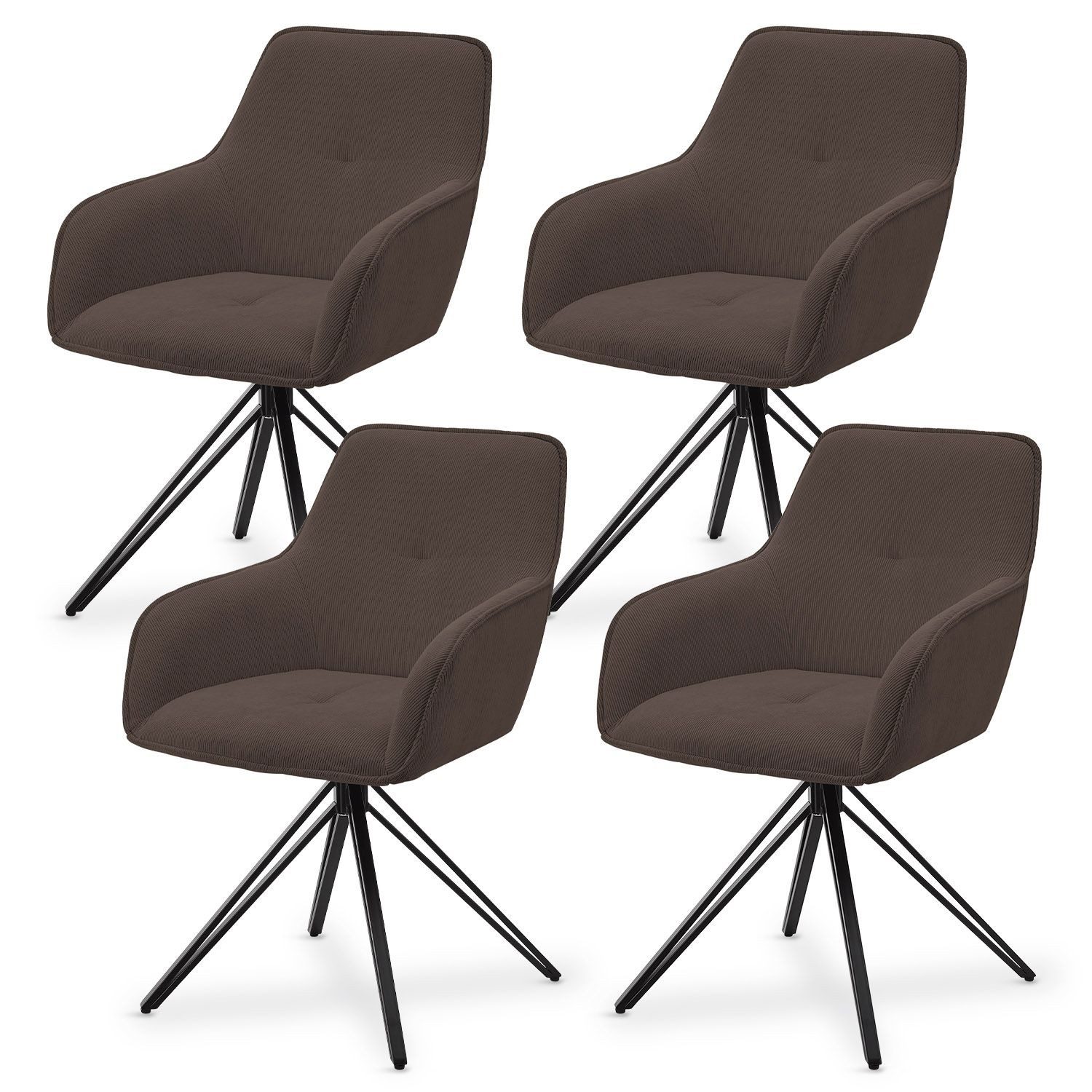 Juskys Esszimmerstuhl Clyde, 4er Set, Stoff günstig online kaufen