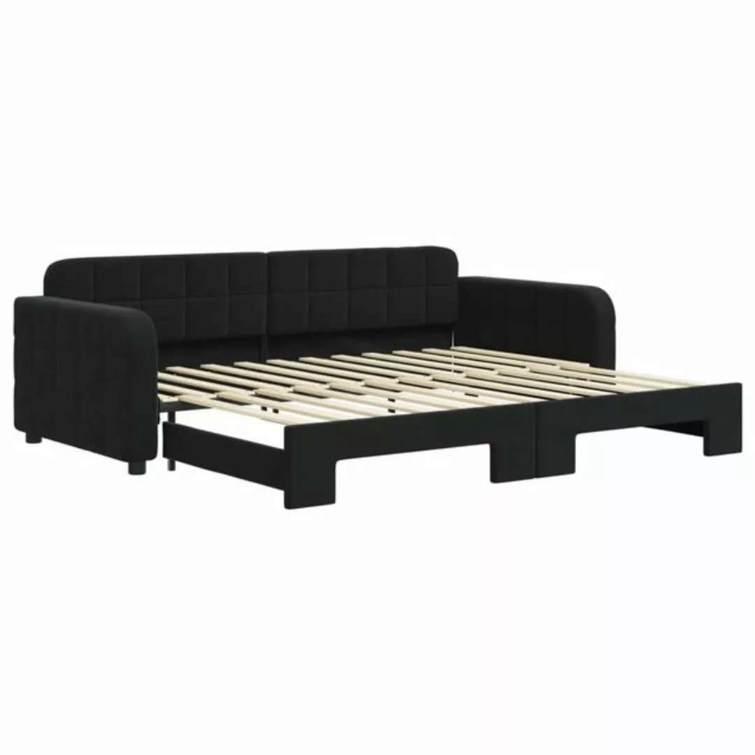 vidaXL Gästebett Tagesbett Ausziehbar Schwarz 90x200 cm Samt Gästebett Sofa günstig online kaufen