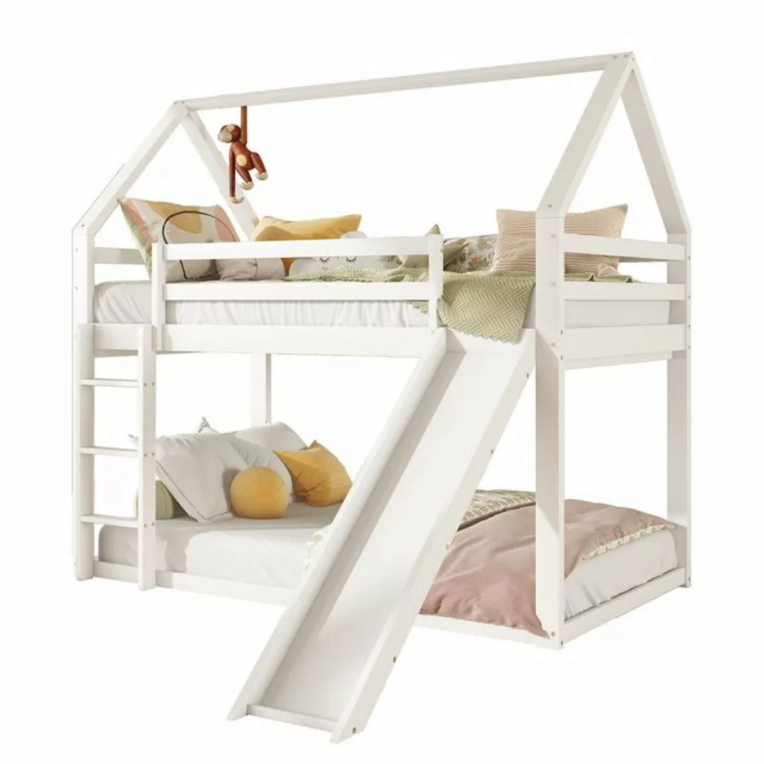 HAUSS SPOLE Etagenbett 90x200cm Einzelbett Kinderbett Hausbett mit Rutsche günstig online kaufen