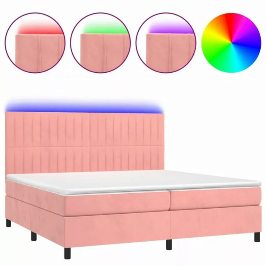 vidaXL Boxspringbett Boxspringbett mit Matratze LED Rosa 200x200 cm Samt Be günstig online kaufen