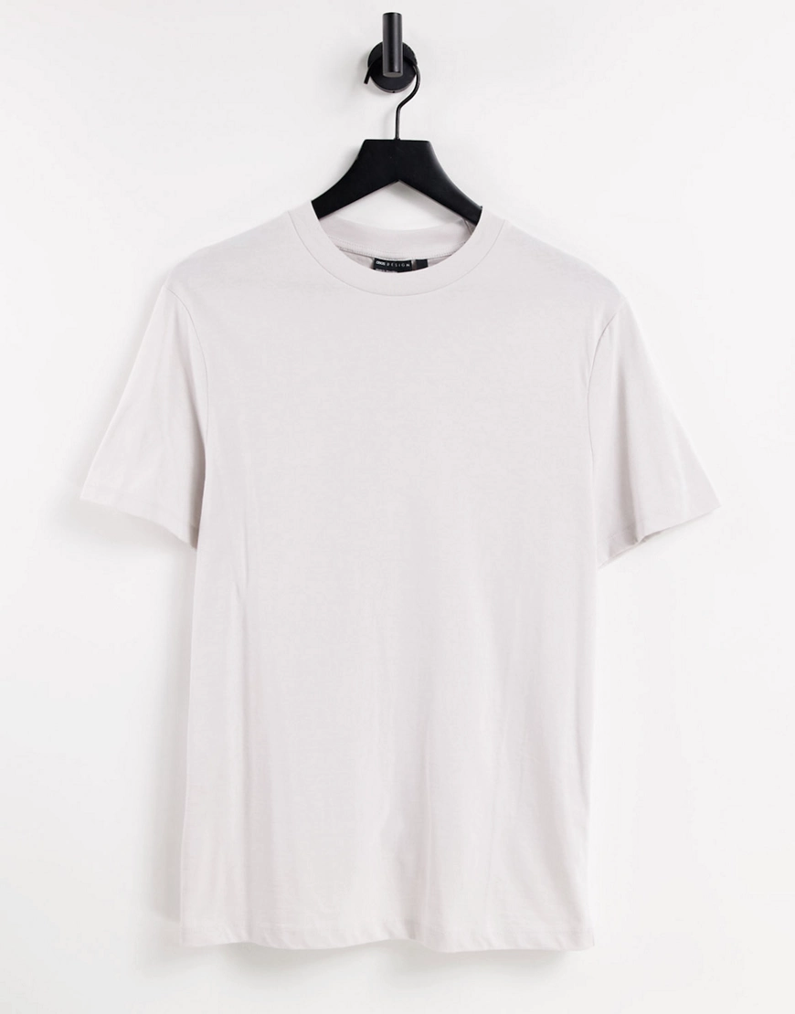 ASOS DESIGN – T-Shirt aus Bio-Baumwolle mit Rundhalsausschnitt in Creme-Wei günstig online kaufen