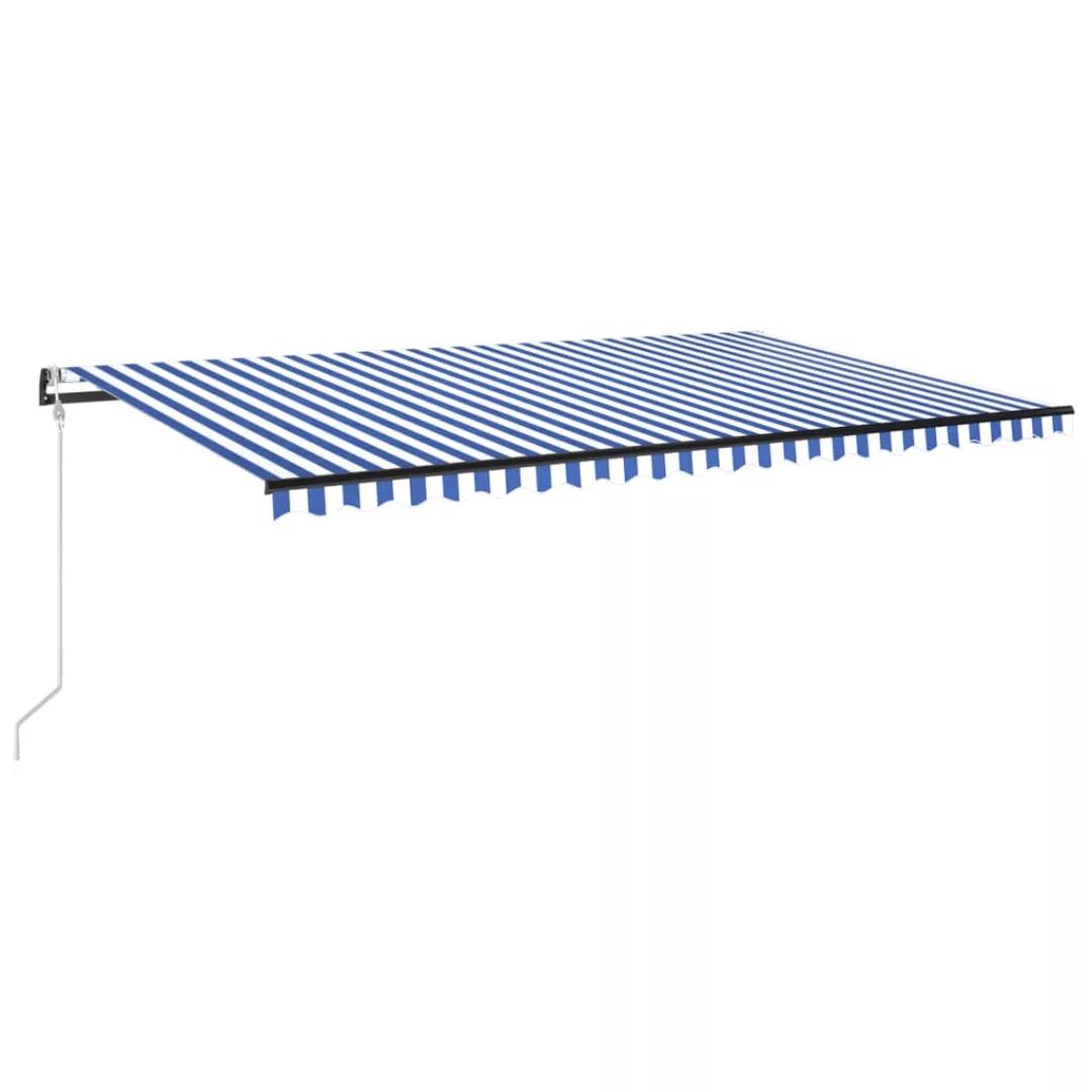 Automatische Markise Mit Led & Windsensor 500x350 Cm Blau Weiß günstig online kaufen