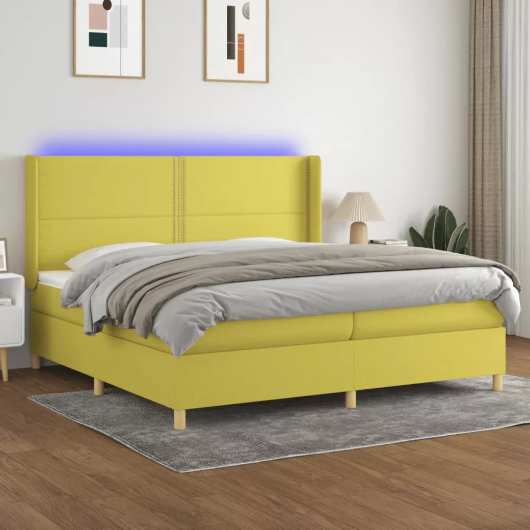 Vidaxl Boxspringbett Mit Matratze & Led Grün 200x200 Cm Stoff günstig online kaufen