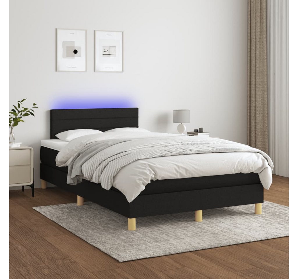 vidaXL Boxspringbett Boxspringbett mit Matratze LED Schwarz 120x200 cm Stof günstig online kaufen