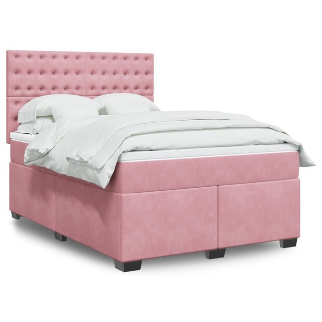 vidaXL Boxspringbett, Boxspringbett mit Matratze Rosa 140x190 cm Samt günstig online kaufen