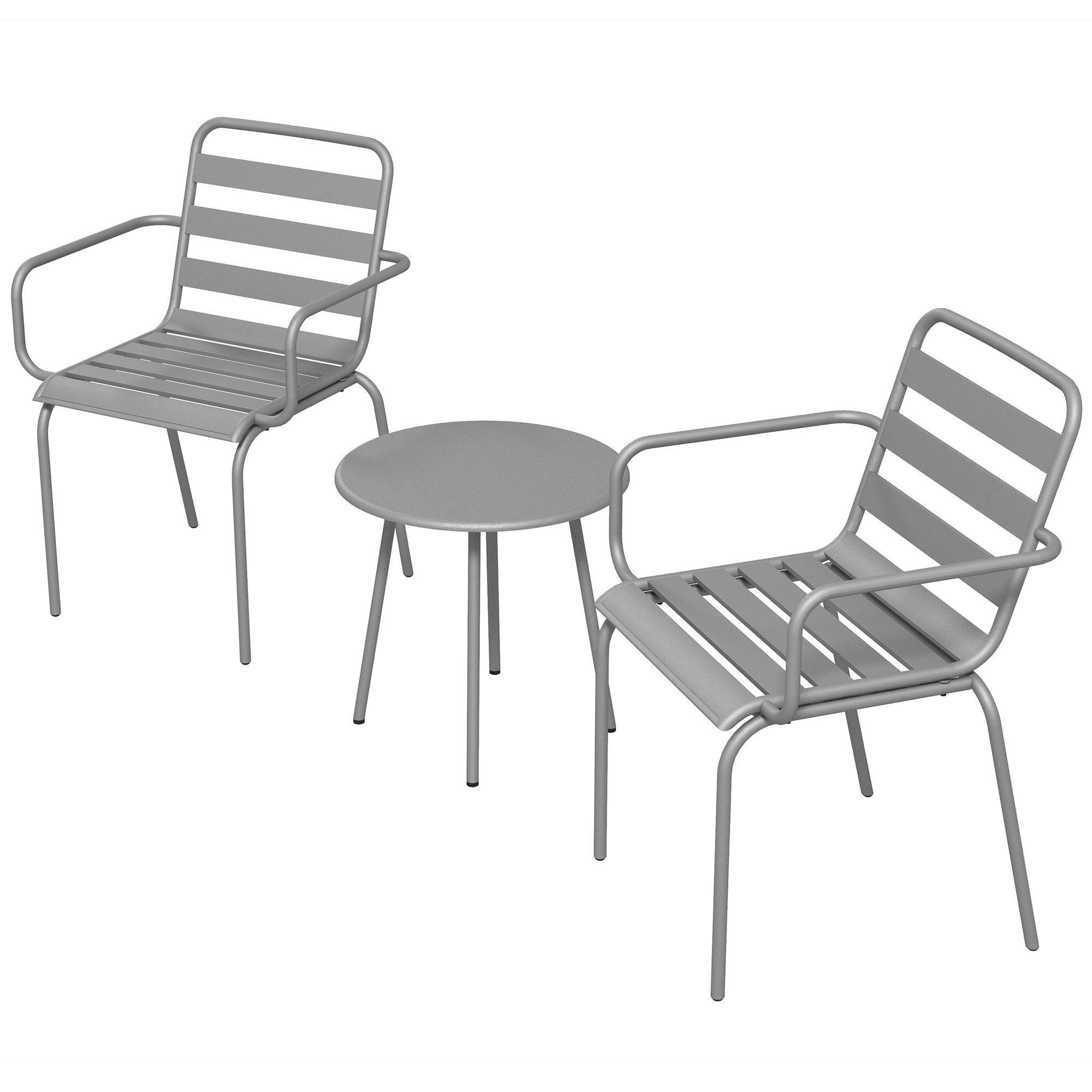 Outsunny 3tlg Bistroset Gartenmöbel Set mit 1 Couchtisch und 2 stapelbaren günstig online kaufen