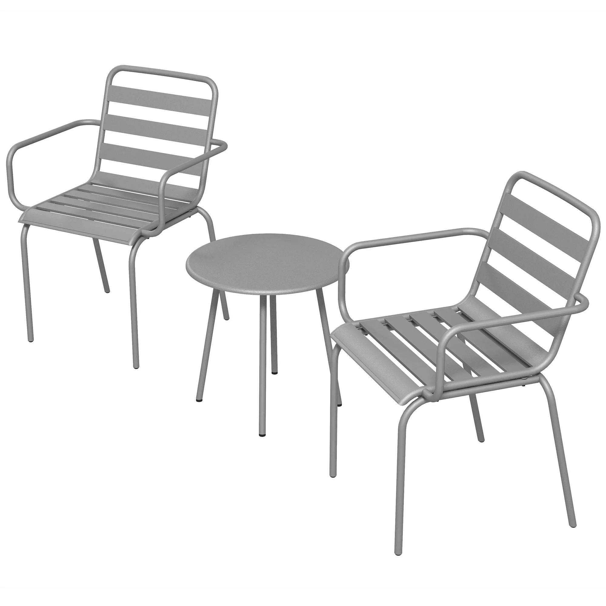 Outsunny 3tlg Bistroset Gartenmöbel Set mit 1 Couchtisch und 2 stapelbaren günstig online kaufen