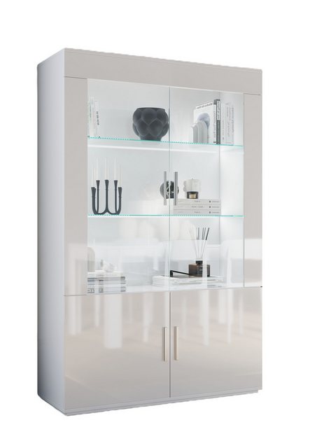 Interdesign24 Glasvitrine Venere (4-Türig, in Weiß Hochglanz) günstig online kaufen