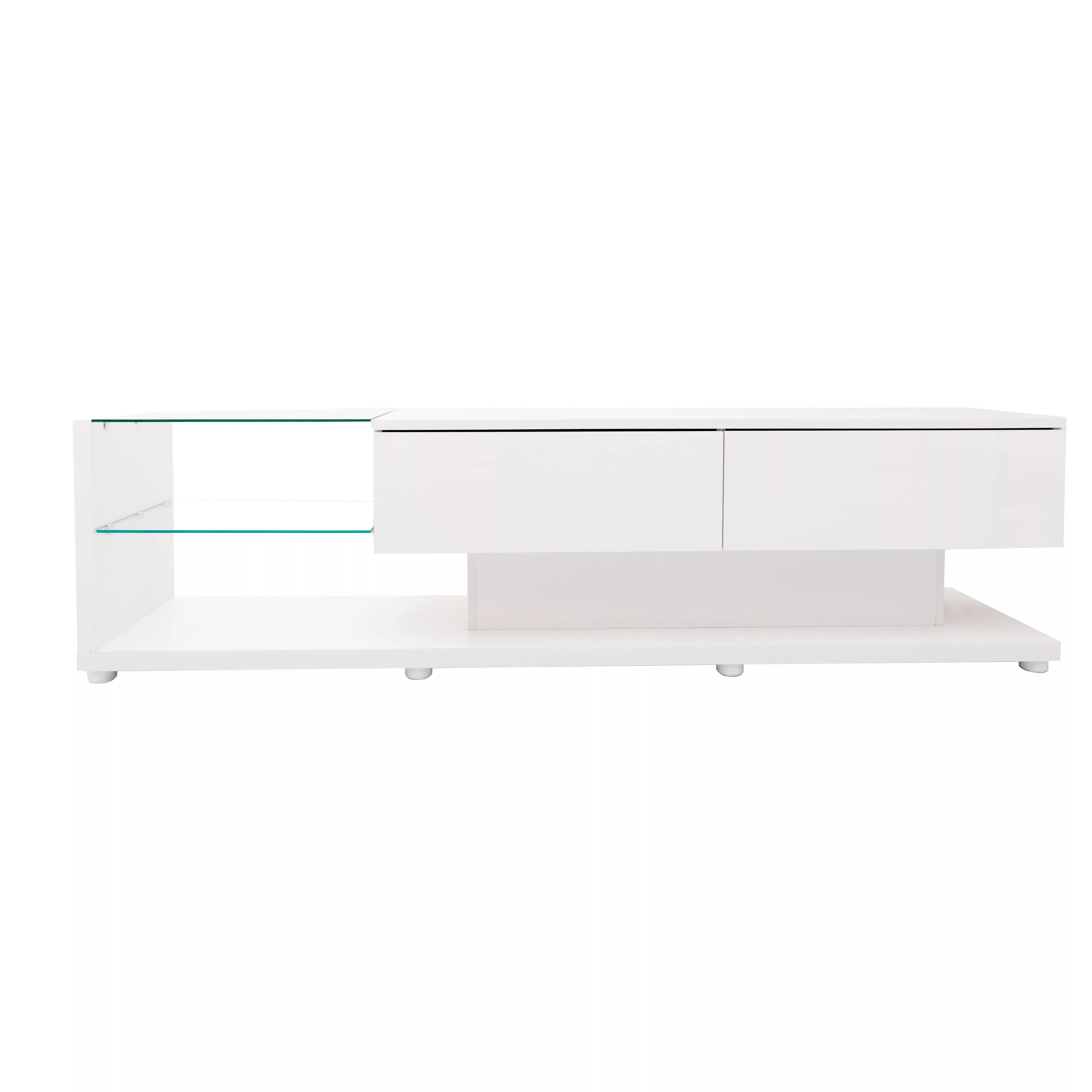 TV-Schrank Hochglanz mit LED-Beleuchtung und Glasregalen, Modernes Design, günstig online kaufen