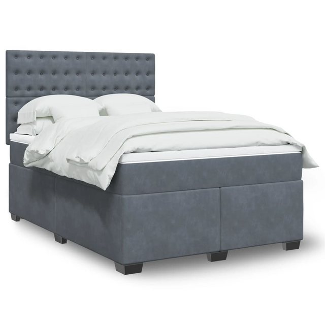 vidaXL Boxspringbett, Boxspringbett mit Matratze Dunkelgrau 140x190 cm Samt günstig online kaufen