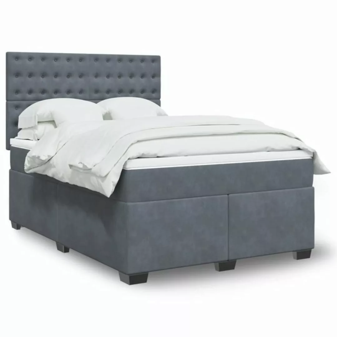 vidaXL Boxspringbett mit Matratze Dunkelgrau 140x200 cm Samt2107526 günstig online kaufen