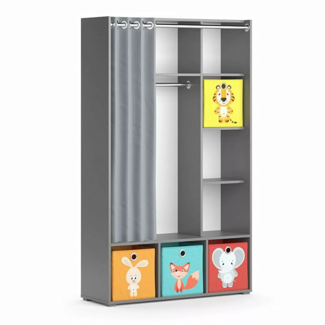 Vicco Kleiderschrank Luigi, Grau, 105.8 x 178.1 cm Mit Faltboxen (bunt) günstig online kaufen