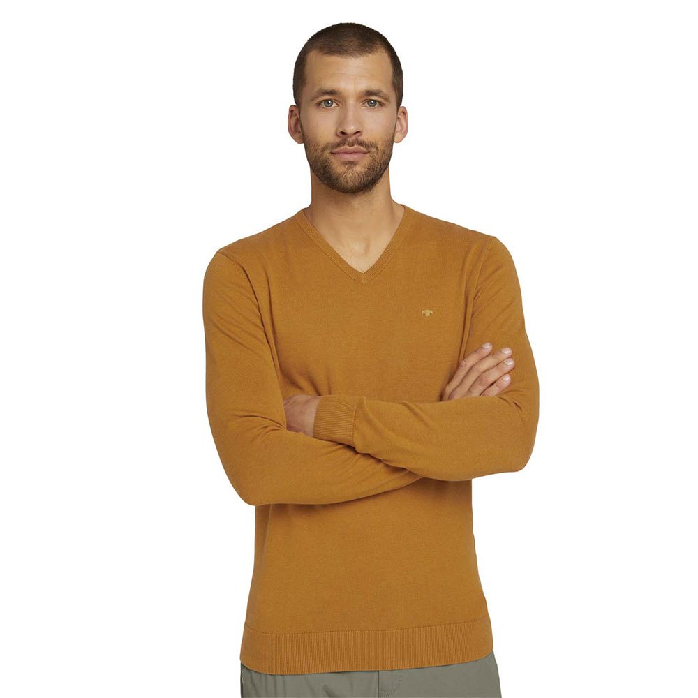 Tom Tailor Basic V-ausschnitt Sweater 3XL Rusty Orange Burned Melange günstig online kaufen
