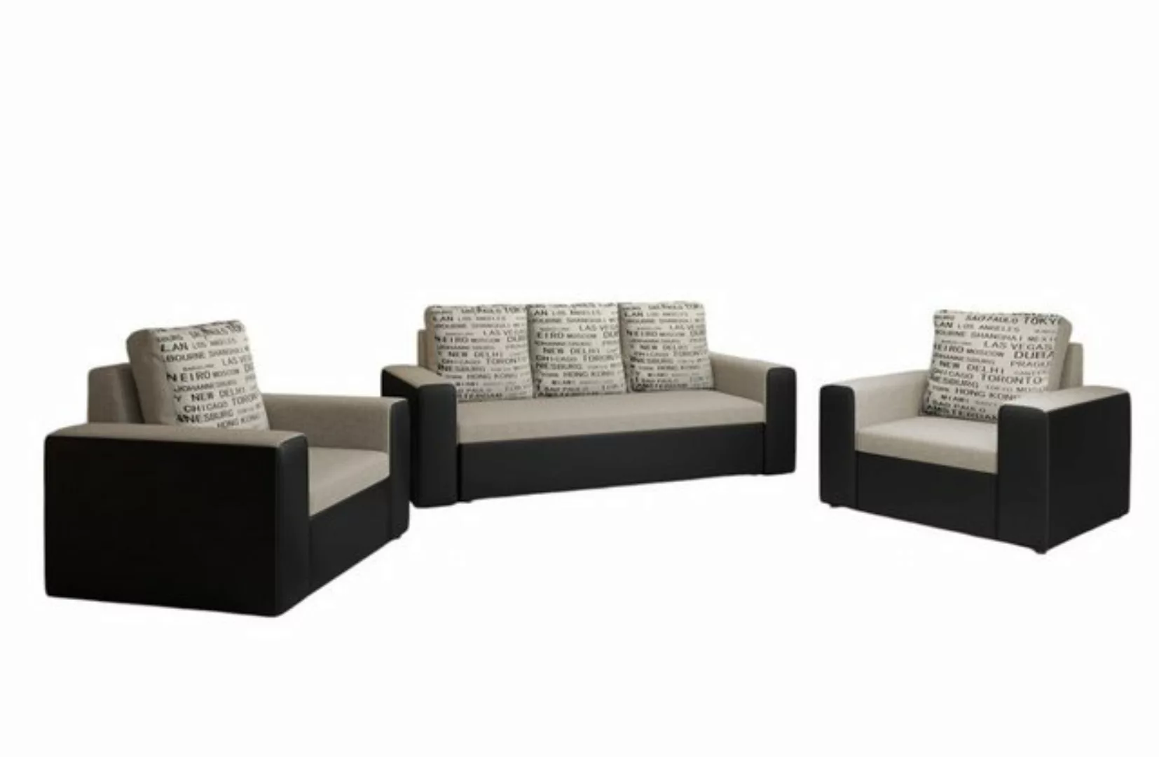 Fun Möbel Schlafsofa Sofa Designersofa LEEDS 3-Sitzer, inkl. 3 Rückenkissen günstig online kaufen