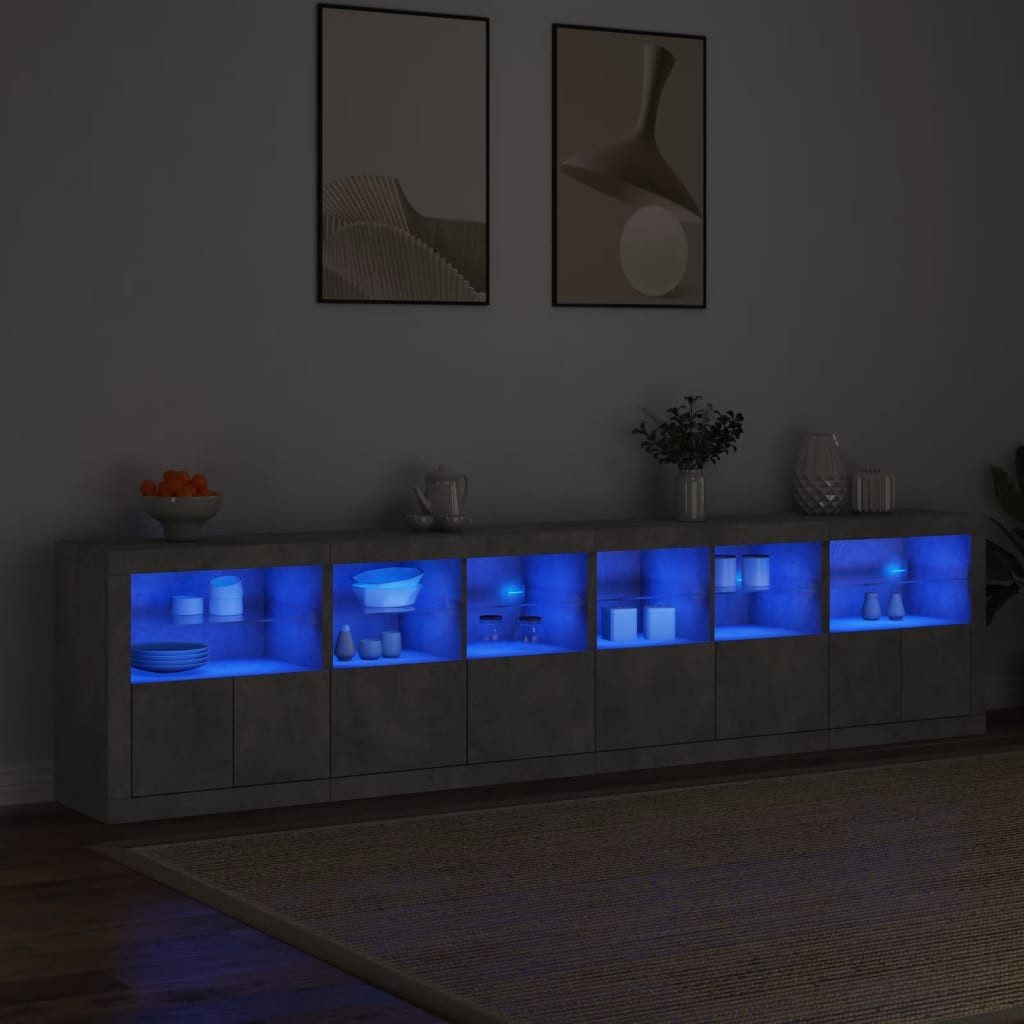 vidaXL Sideboard Sideboard mit LED-Leuchten Betongrau günstig online kaufen