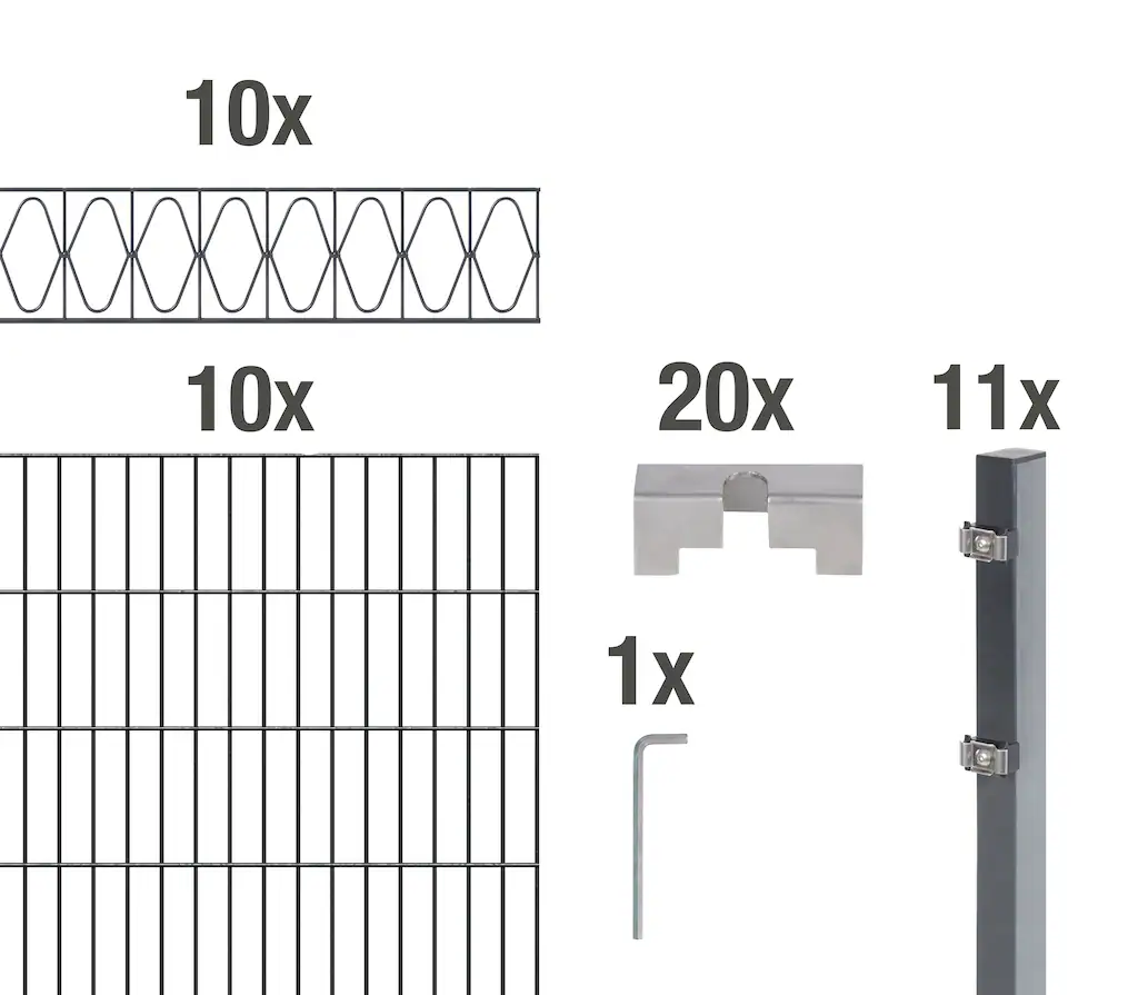 Alberts Doppelstabmattenzaun "Eleganz", anthrazit, Höhe: 100-160cm, Gesamtl günstig online kaufen