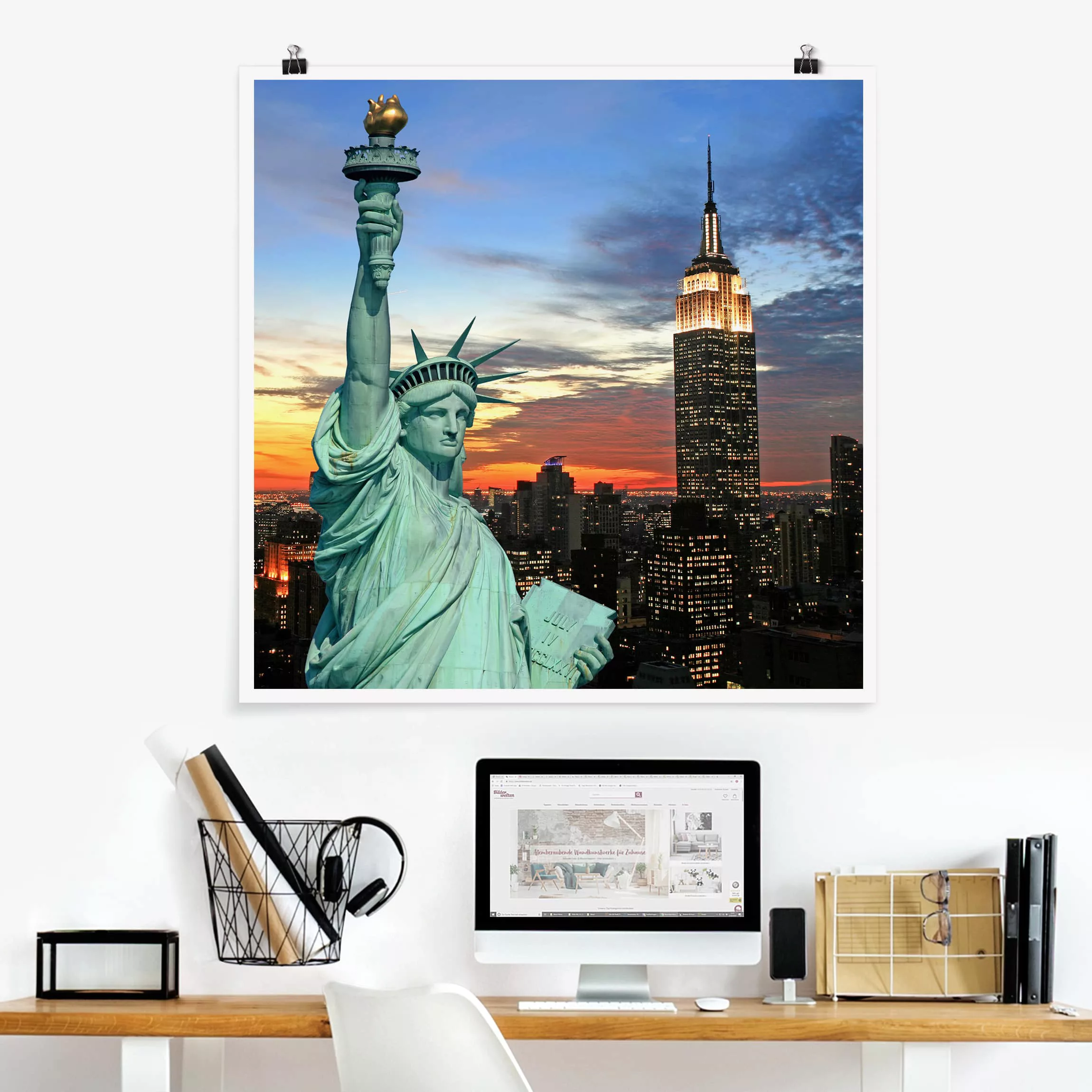 Poster Architektur & Skyline - Quadrat New York at Night günstig online kaufen