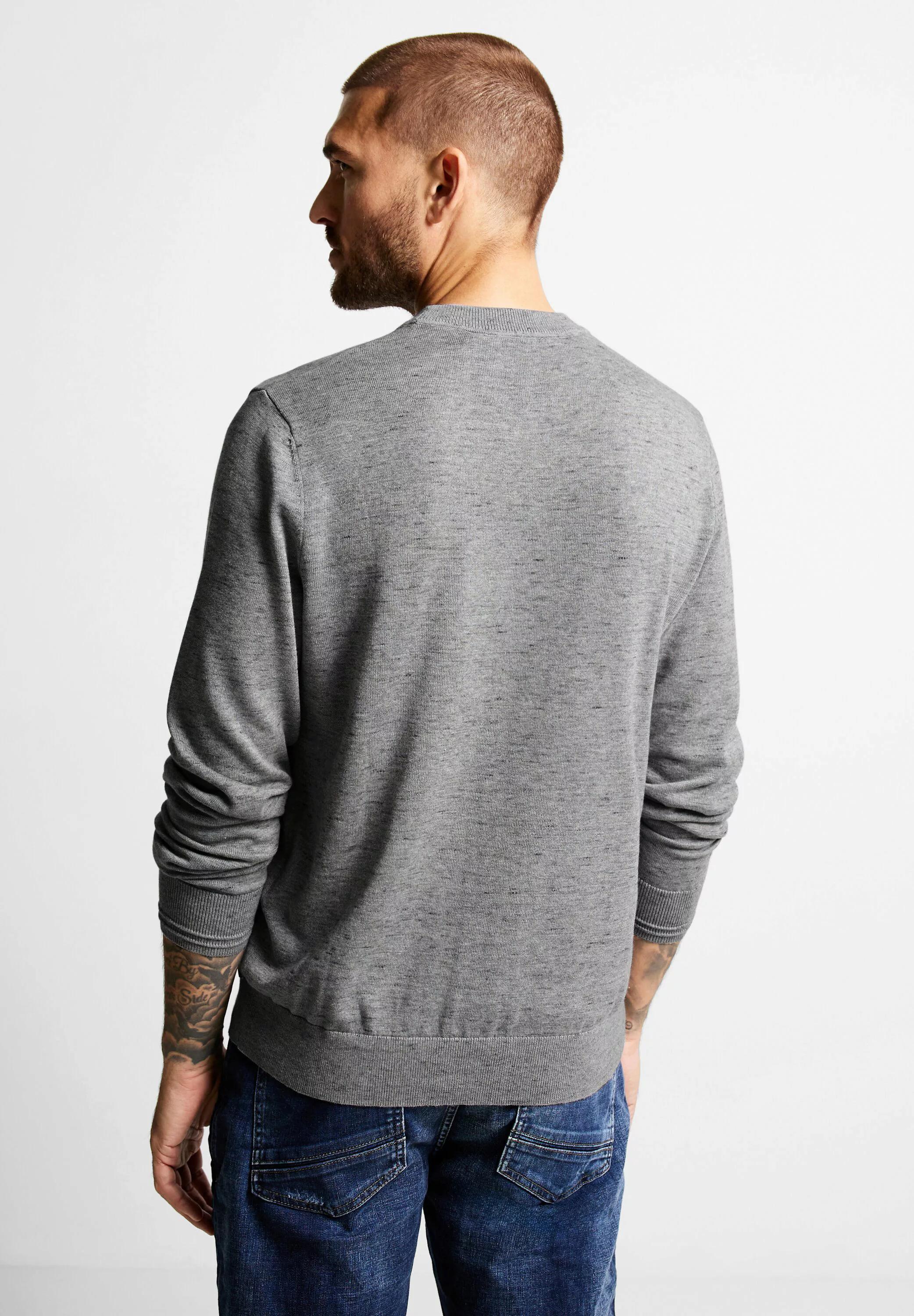 STREET ONE MEN Stehkragenpullover, mit Rippstrickdetails günstig online kaufen