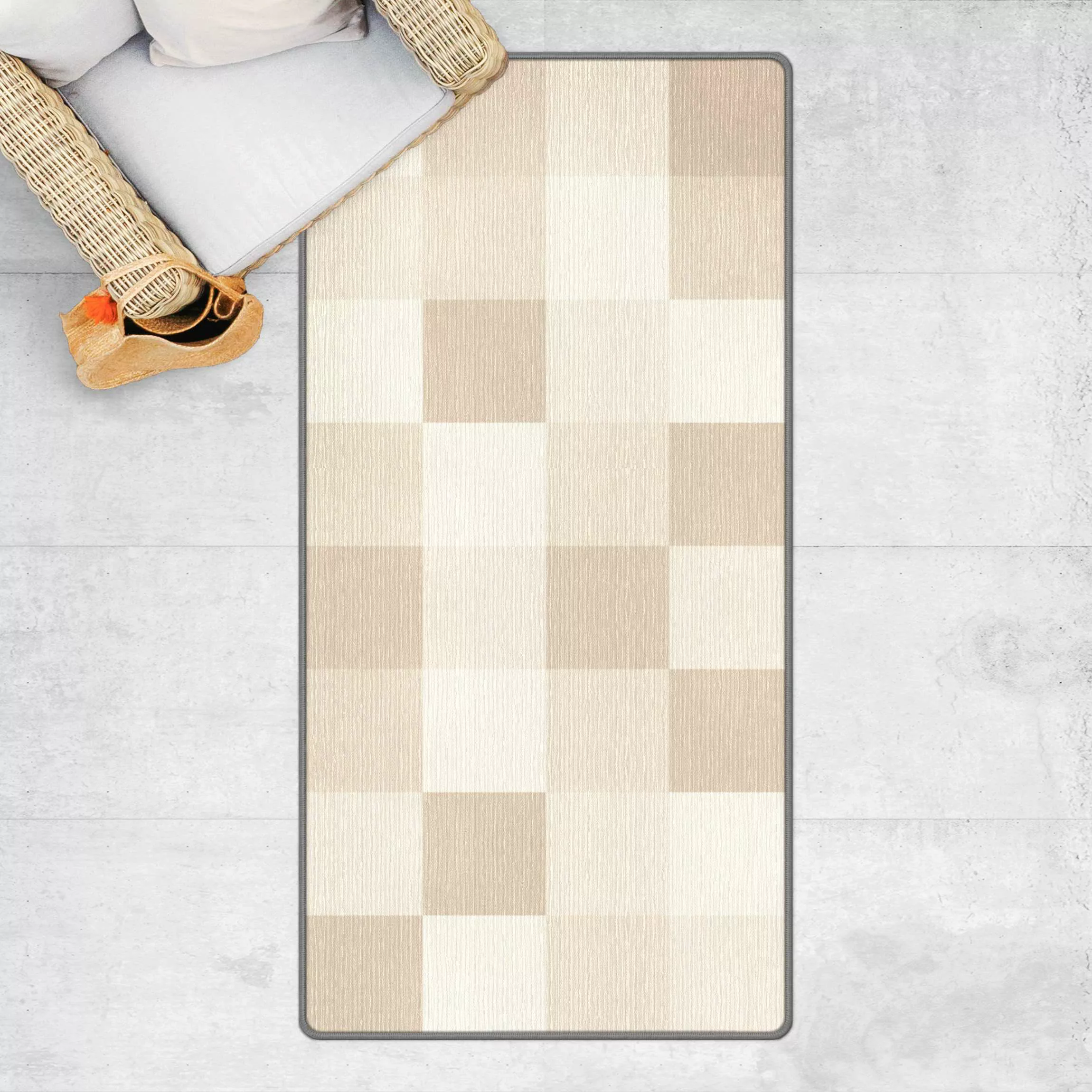 Teppich Geometrisches Muster Buntes Schachbrett Sand günstig online kaufen
