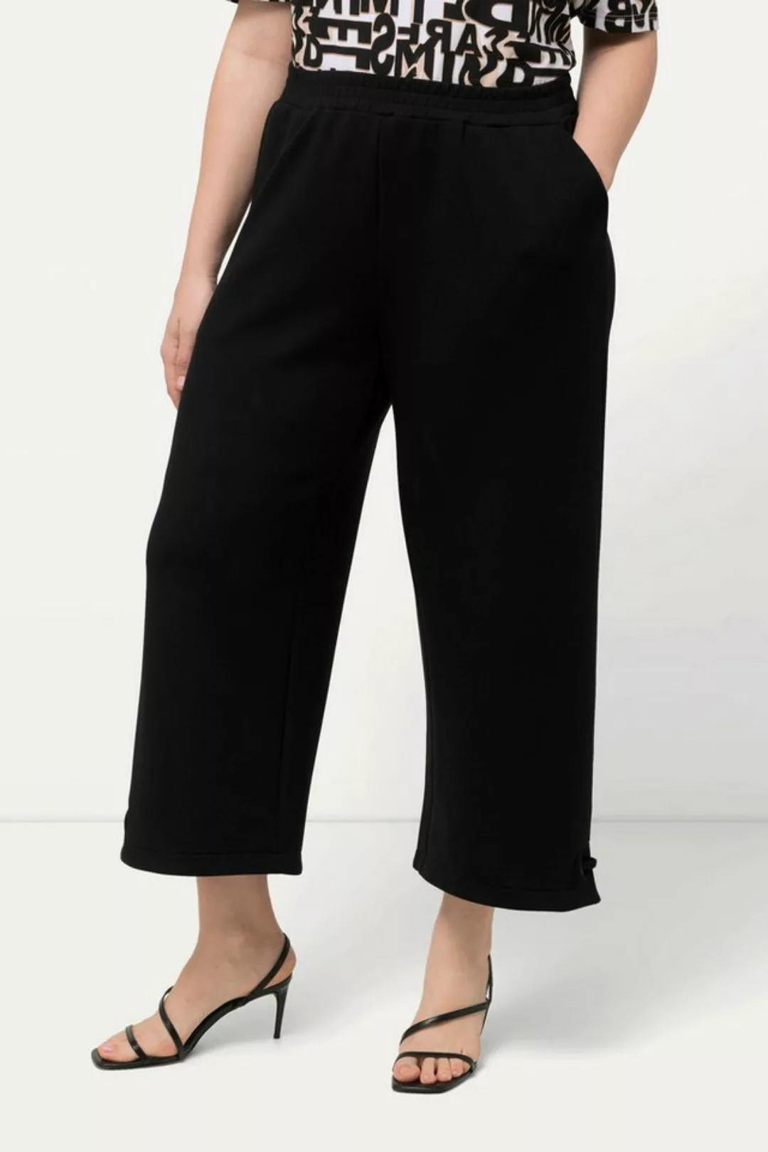 Ulla Popken Culotte Jersey-Culotte weites Bein wadenlang Elastikbund günstig online kaufen