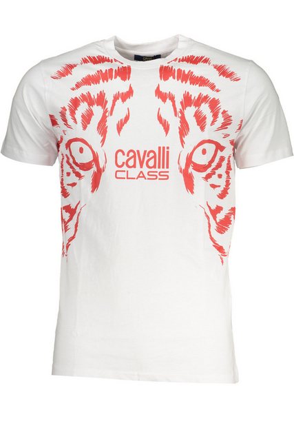 Cavalli Class T-Shirt Weißes Herren-T-Shirt mit Rundhals und Druckmotiv günstig online kaufen