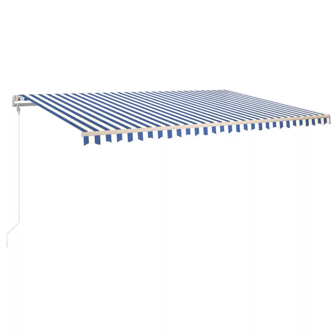 Automatische Markise Mit Led & Windsensor 500x350 Cm Blau Und Weiß günstig online kaufen