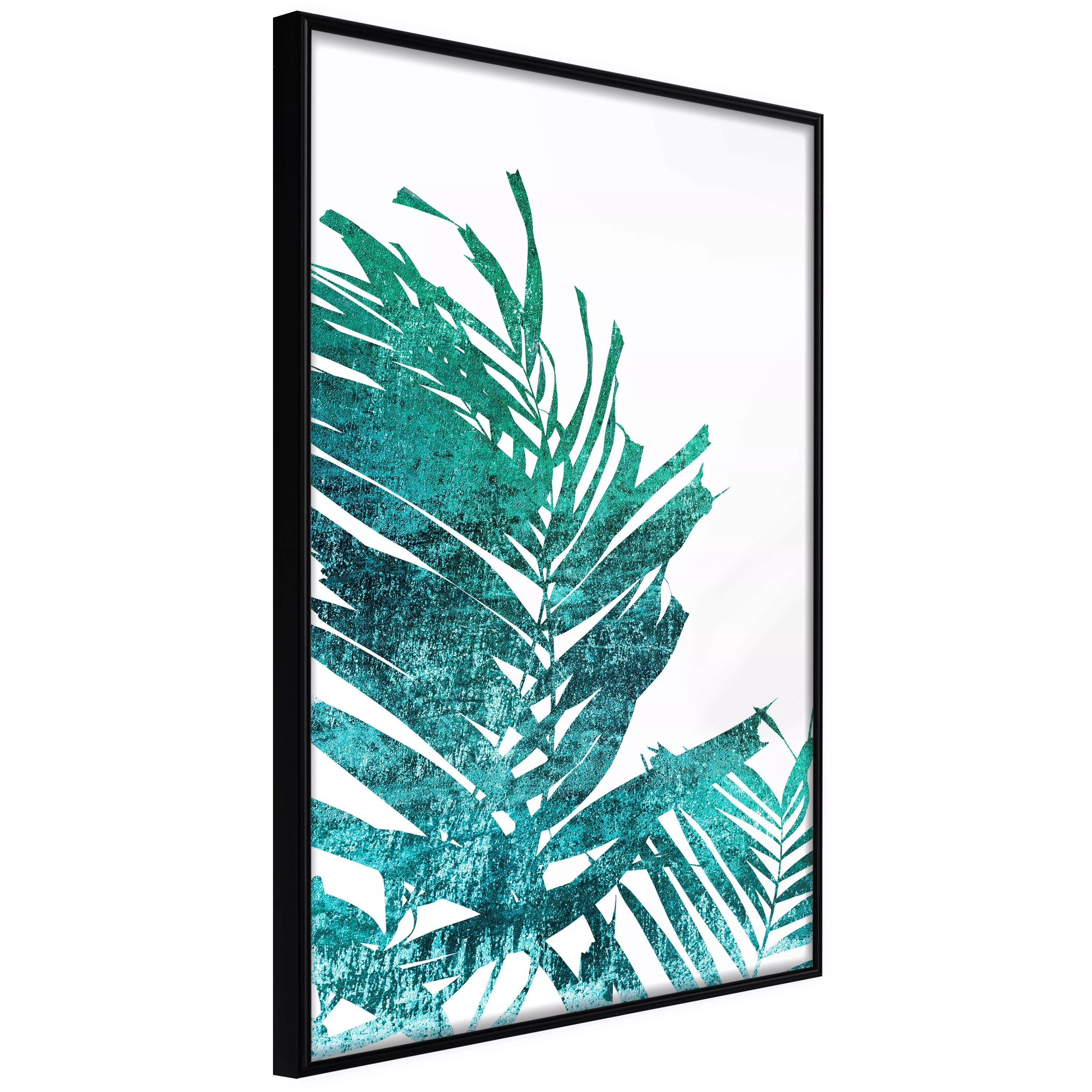 Poster - Teal Palm On White Background günstig online kaufen