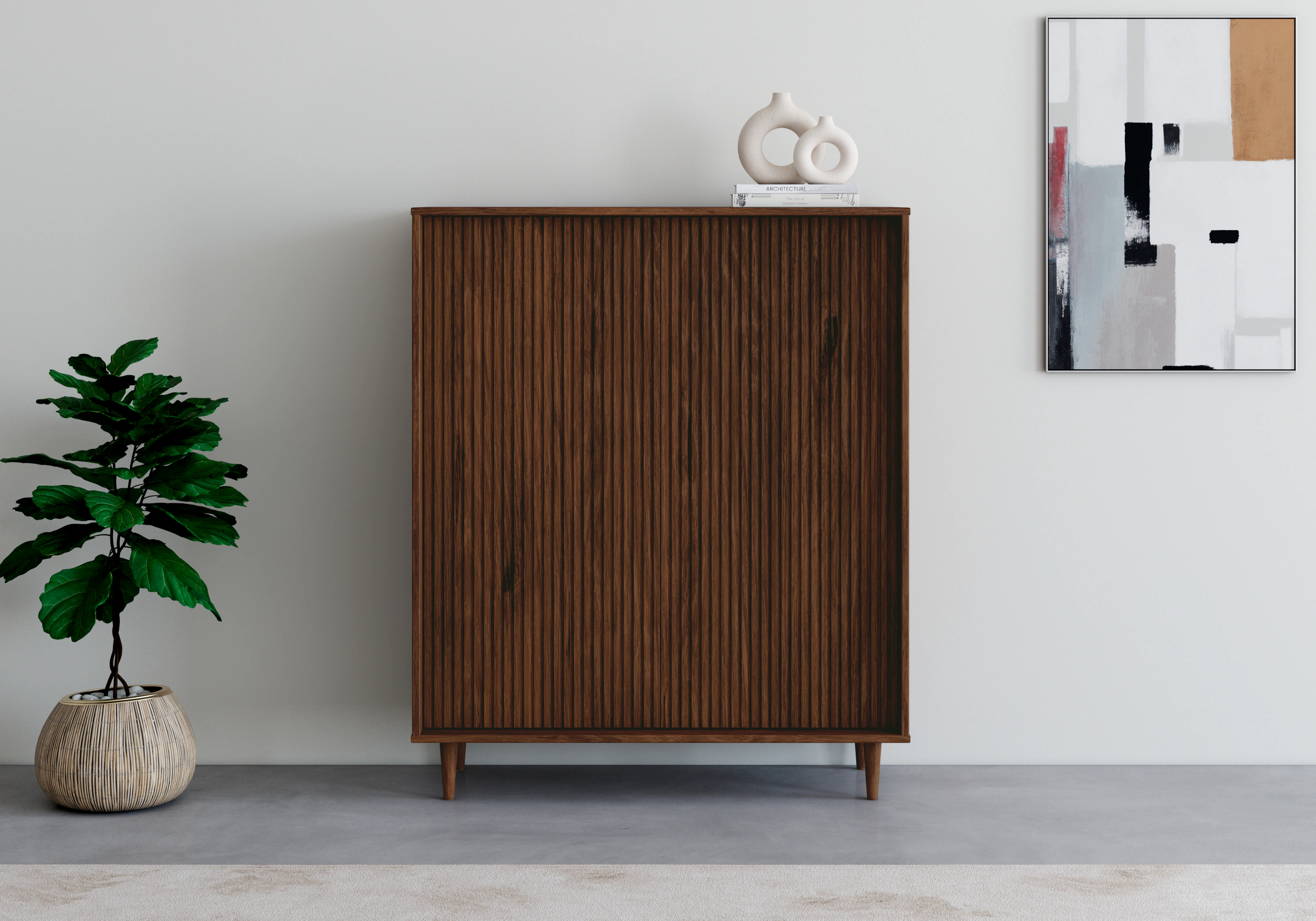 INOSIGN Highboard "Malmedy Front mit gefrästen Rillen", Kommode Midischrank günstig online kaufen